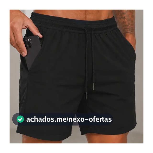Short Tactel Masculino Mauricinho Bermuda Treino Academia Preto Black Liso M - 36/38
