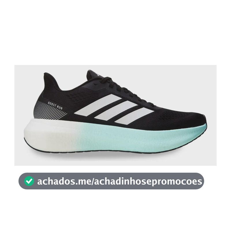 Tênis Esportivo Feminino Boost Run adidas Preto / Verde Água Liso 38 Br