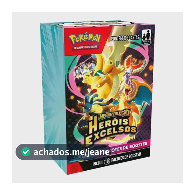 Combo De Booster Pokémon Heróis Excelsos 108 Cartas Copag 2026 Cartas Pokémon Português