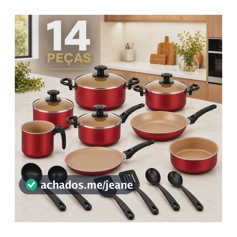 Jogo De Panelas Antiaderente 14 Peças Kit Vermelho Com Tampas De Vidro Fervedor Frigideiras Assadeira Sólar Kit Utensílios Conjunto Cozinha