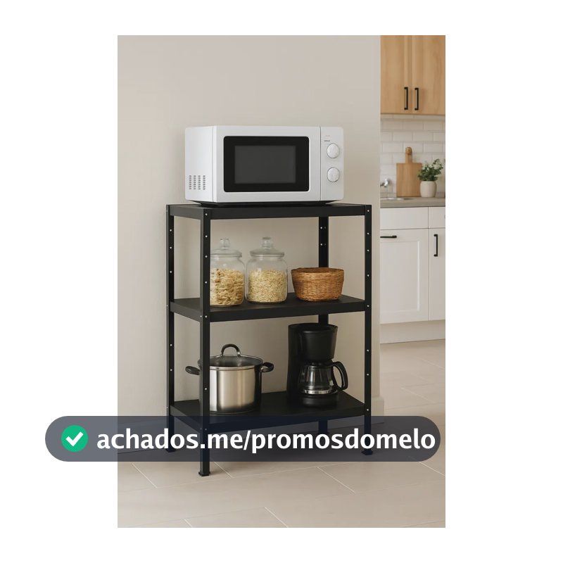 Balcão De Ferro Multiuso Para Cozinha Ou Lavanderia Preto