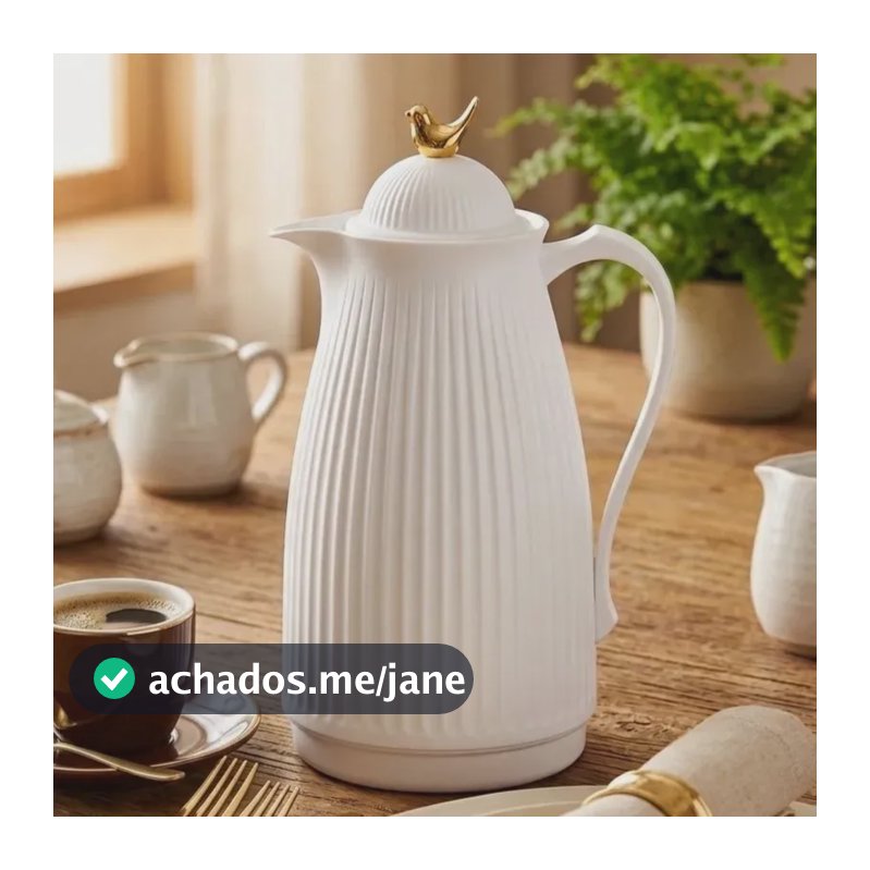 Garrafa Térmica De Café Laradore Bird - Branca E Dourada 1l Branca