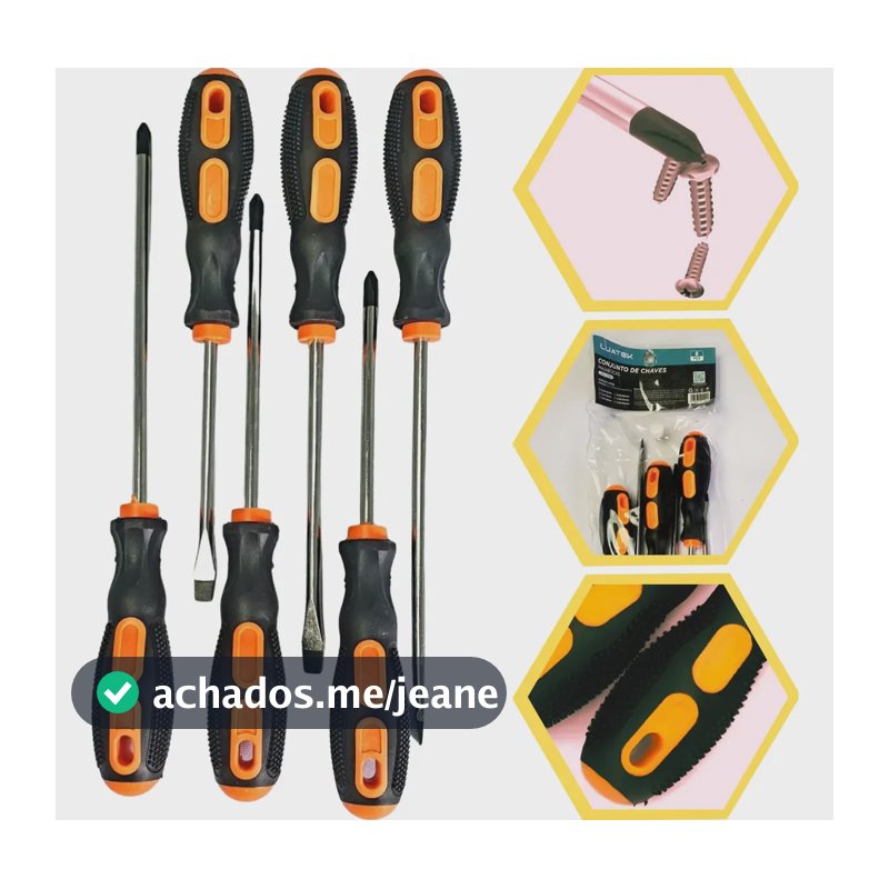 Kit Jogo 6 Chaves Fenda Philips Magnéticas Com Estojo Prof