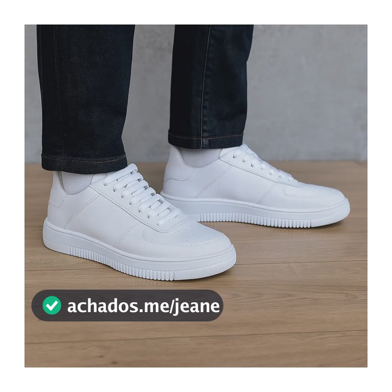 Tenis Masculino Casual Estiloso Tendencia Confortavel Leve Branco Liso 41 Br