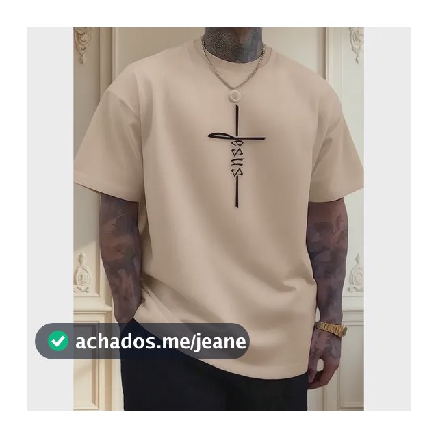 Camiseta Masculina Básica Cruz De Jesus  Algodão Camisa Top