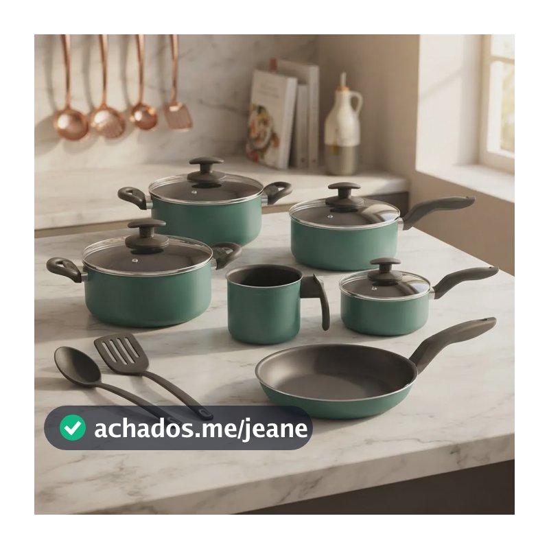 Jogo Panelas Teflon  06 Pecas Verde Antiaderente Tiffany