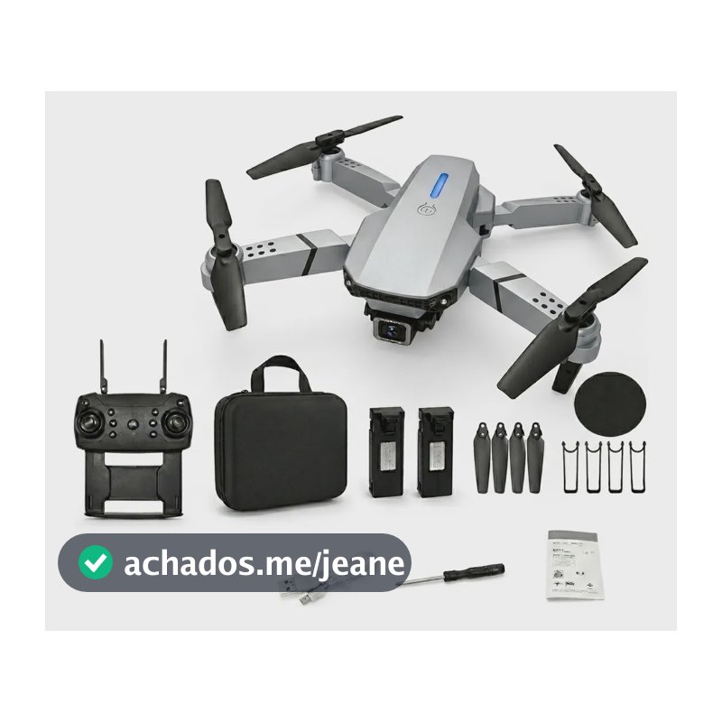 Mini Drone E88 Pro Com Câmera Wifi Com Case 2 Baterias Cinza