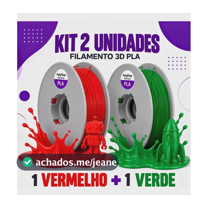 Kit 2 Filamento 3d Pla High Speed Vermelho + Verde Premium Vermelho/verde