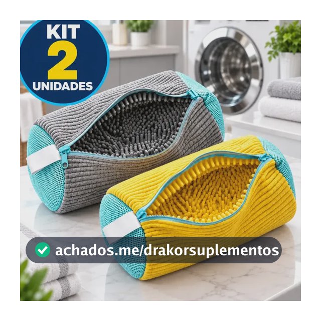 Kit 2 Sacos para Lavar Tênis e Sapatos na Máquina com Zíper Reforçado proteção dos calçados Fibras e cerdas macias Lupita