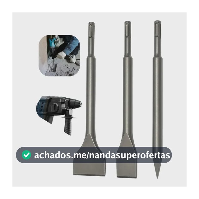 Kit Sds Plus Martelete Ponteiro E Talhadeiras Jogo 3 Peças 20mm E 40mm Profissional