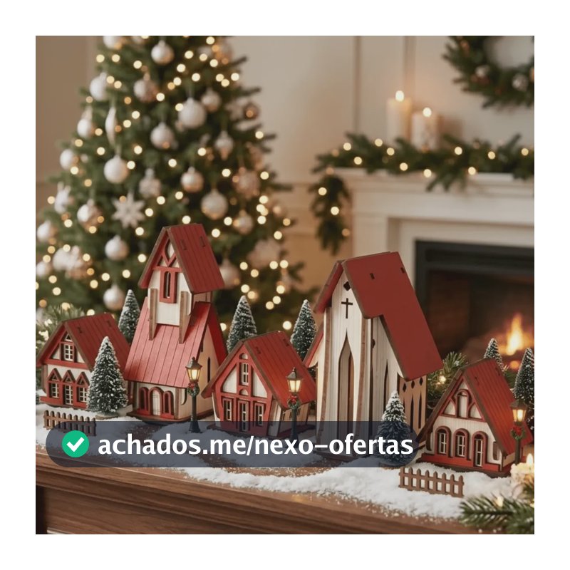 Vila De Natal Com Igreja Decoração Natalina Envio Rápido Vermelho