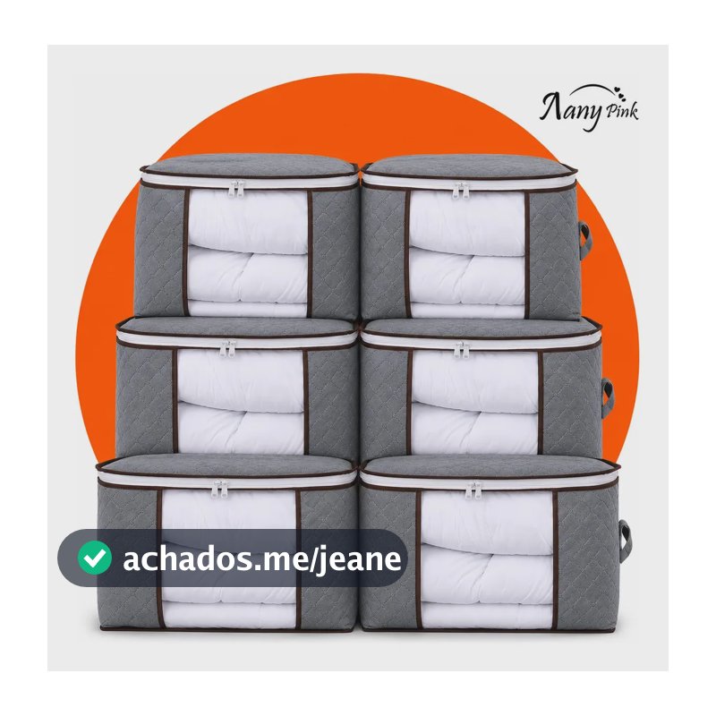 Kit 6 Sacos Edredom Organizadores Guarda Roupa Dobrável Nylon Cobertor Roupa De Cama Travesseiro Organizador Multiuso Com Zíper Alça Reforçada Para Closet Armário Mudança E Armazenamento - Nany Pink