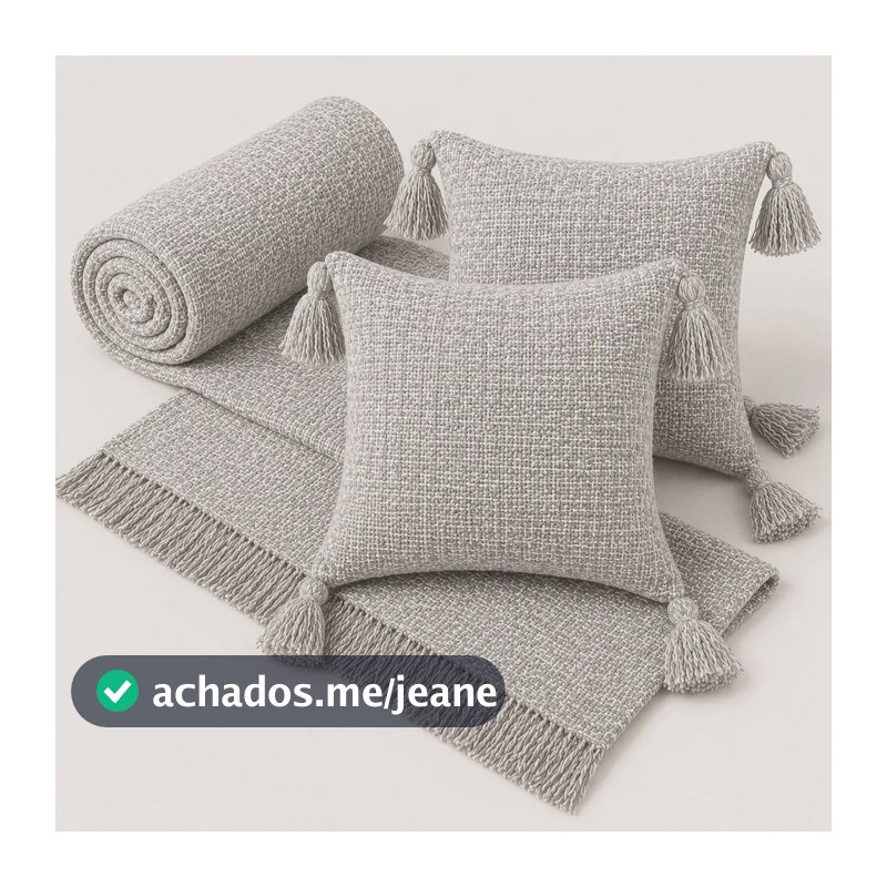 Kit Manta Para Sofá + 2 Capas De Almofada 45x45 Algodão Decoração