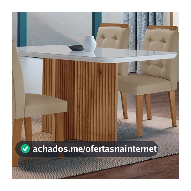 Sala De Jantar Olímpia Mdf E Vidro Com 4 Cadeiras Carol Cor Turim / Off White / Imbuia