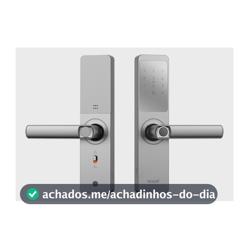 Fechadura Digital Inteligente Biometria Lyra Wifi Ekaza Alumínio Prateado