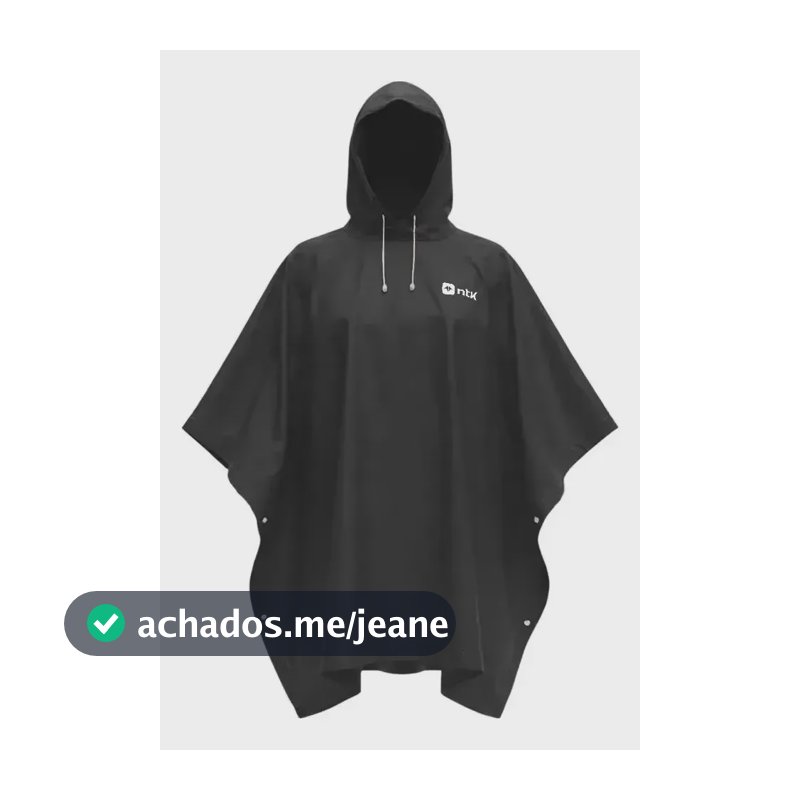 Capa De Chuva Poncho Compacto Impermeável Ntk Resistente Preto Unico
