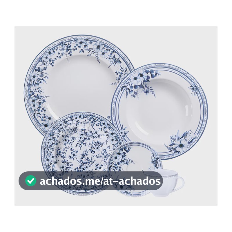Aparelho De Jantar Tramontina Azzura Em Porcelana Decorada 3 Cor Branco