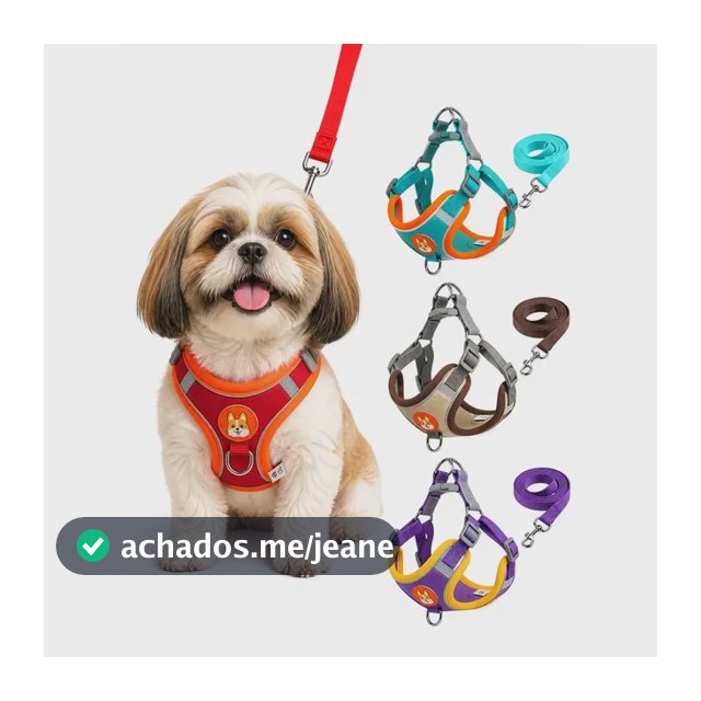 Coleira Peitoral para Cachorros e Gatos Design Ergonômico Faixa Reflexiva Com Guia de Passeio Colete Pet Respirável Antipuxão Vermelho M
