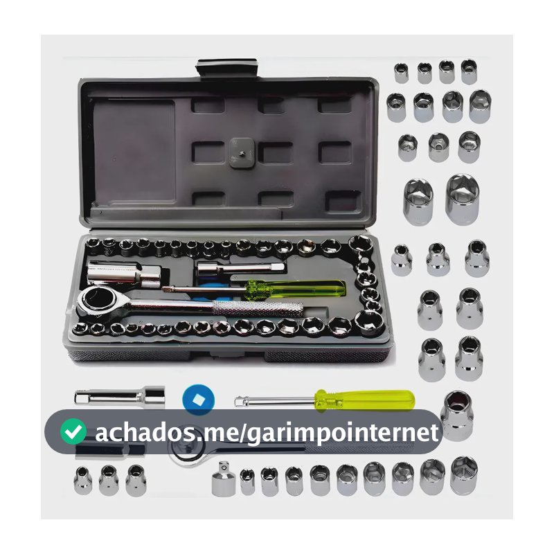 Kit Ferramentas 40 Peças Jogo Chave Catraca Soquete Cachimbo Kit Catraca Jogo 40 Peças Chave