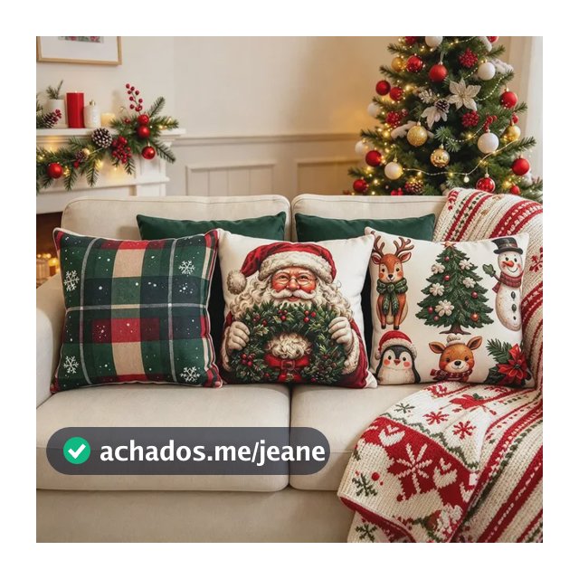 Kit 5 Almofadas Natalinas Decorativas Capa Enfeite Sofá 05 Natal