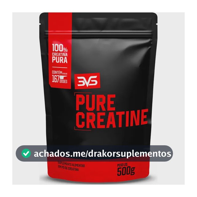 CREATINA MONOHIDRATADA 500g - 100% Pura - 3VS Nutrition