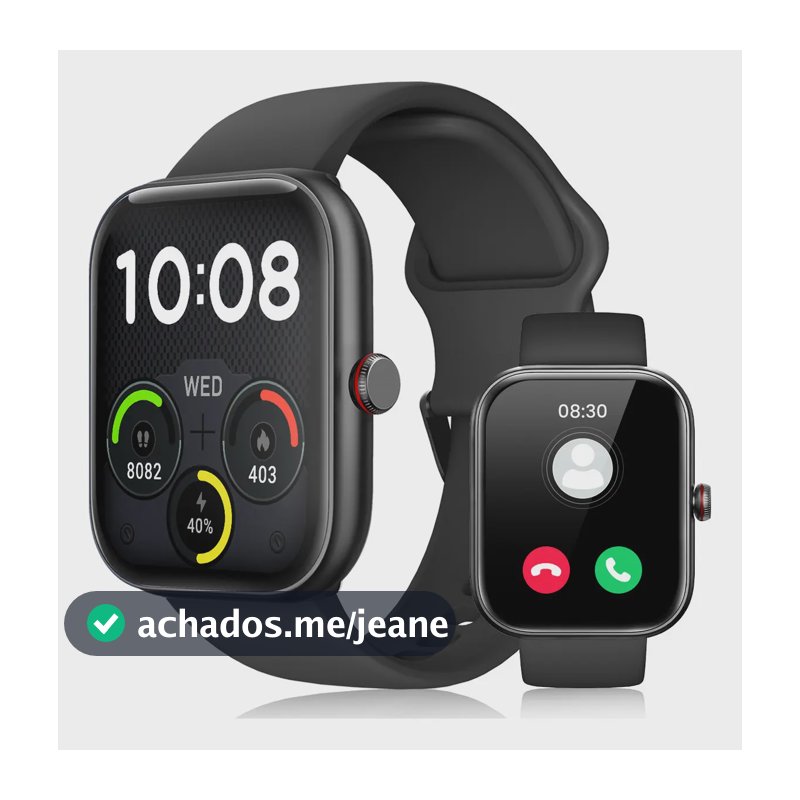 Smartwatch Bluetooth Anfei Smartwatch com Alexa e função de chamada de voz, tela de 1,91 polegadas, cor preta