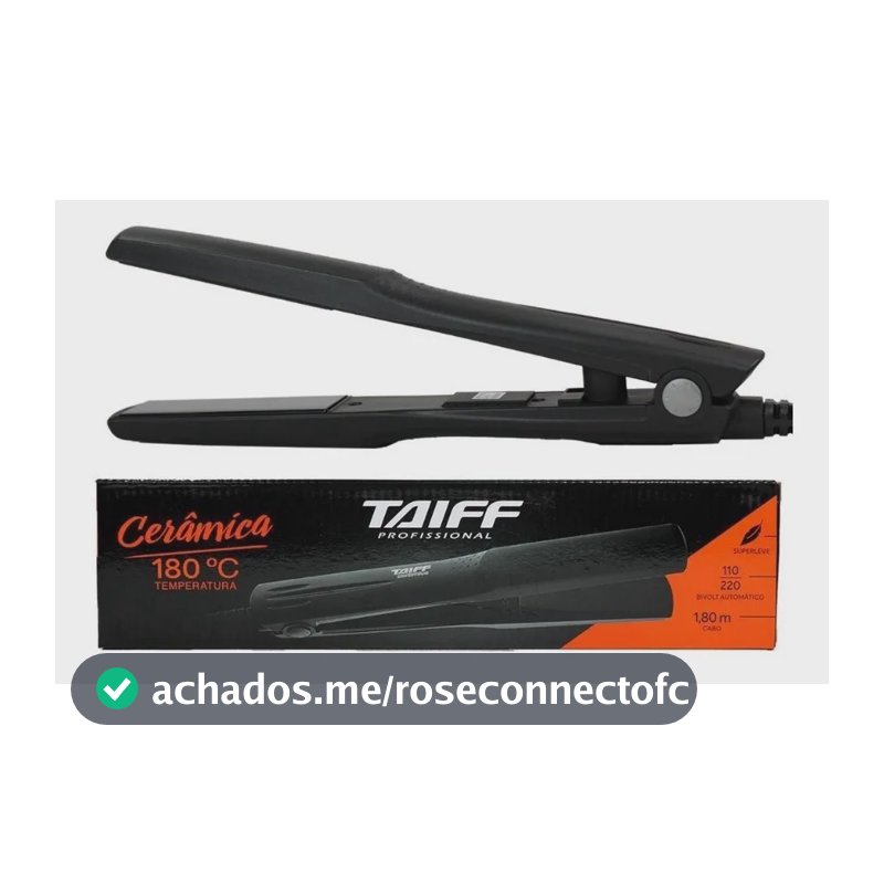 Prancha Cerâmica Taiff Profissional 180° Preto