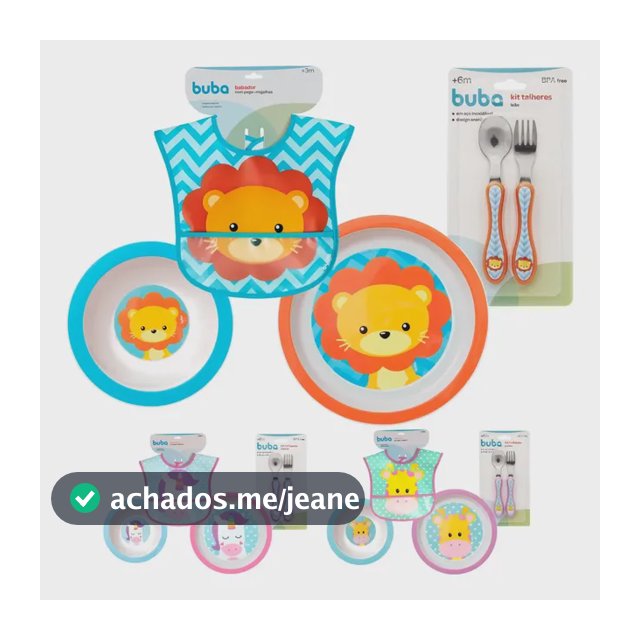 Kit Infantil Alimentação Pratinho Bowl Babador Talher Buba