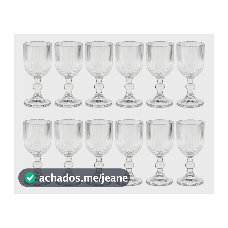 Conjunto 12 Taças Caneladas Em Vidro 360ml Resistente