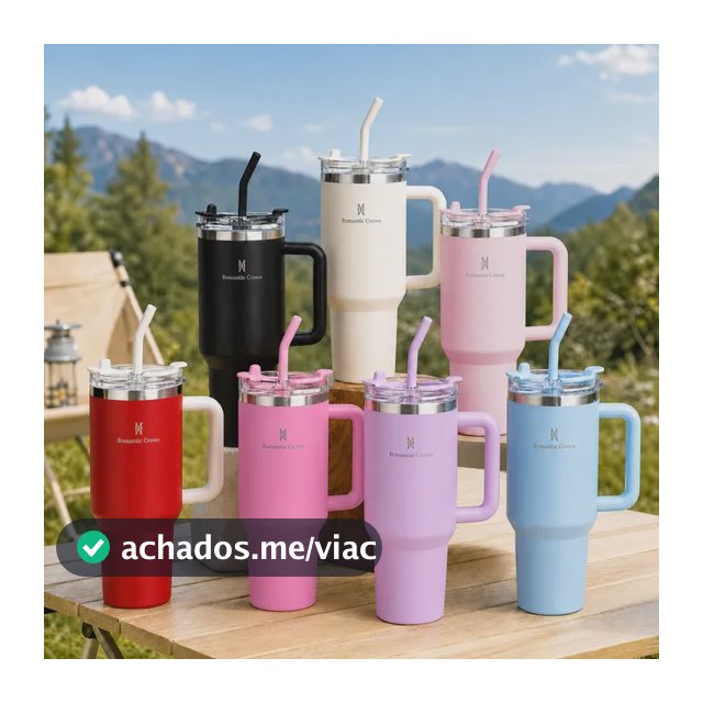 Copo Térmico Gigante 1,2l Inox Com Tampa E Inox Canudo