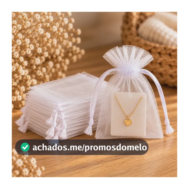 Kit 100 Saquinho Saco Organza 7x9 Branco Lembrancinha Joia Branco Liso