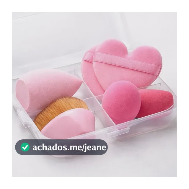 Kit Esponja+ Pincel+ Estojo Maquiagem Gota Chanfrada Base Média