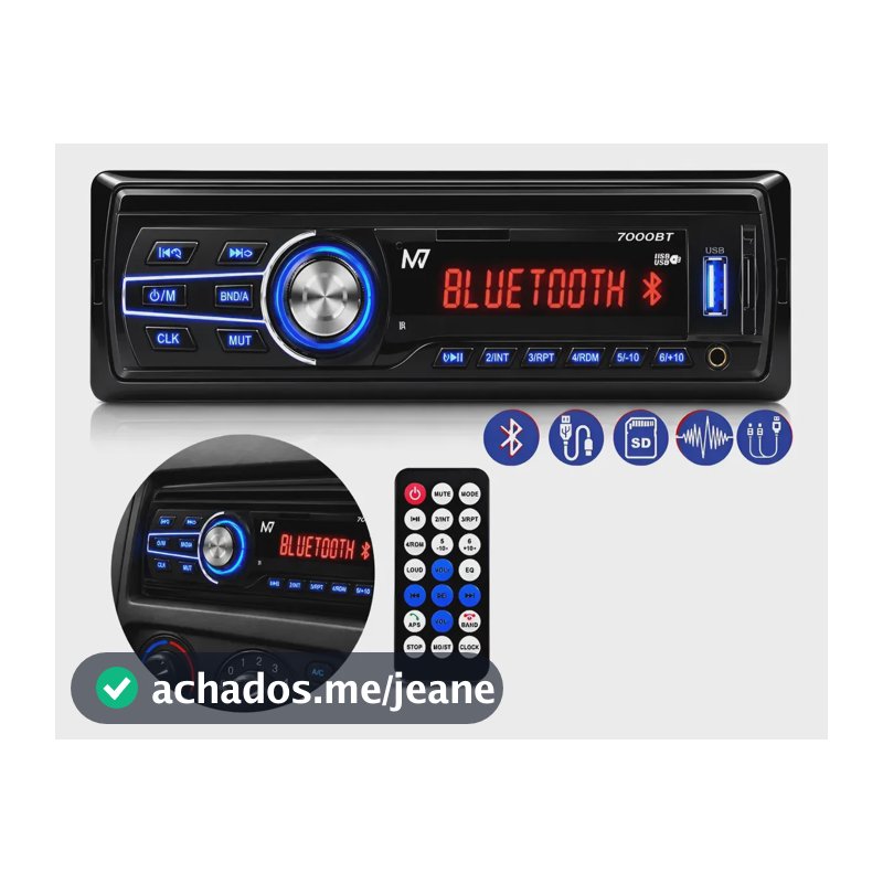 Radio Carro Bluetooth 7000bt M7 Usb Pendrive Display Led Fm