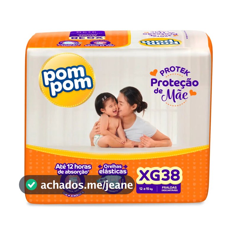 Fralda Descartável Pom Pom Proteção de Mãe XG com 38 Unidades