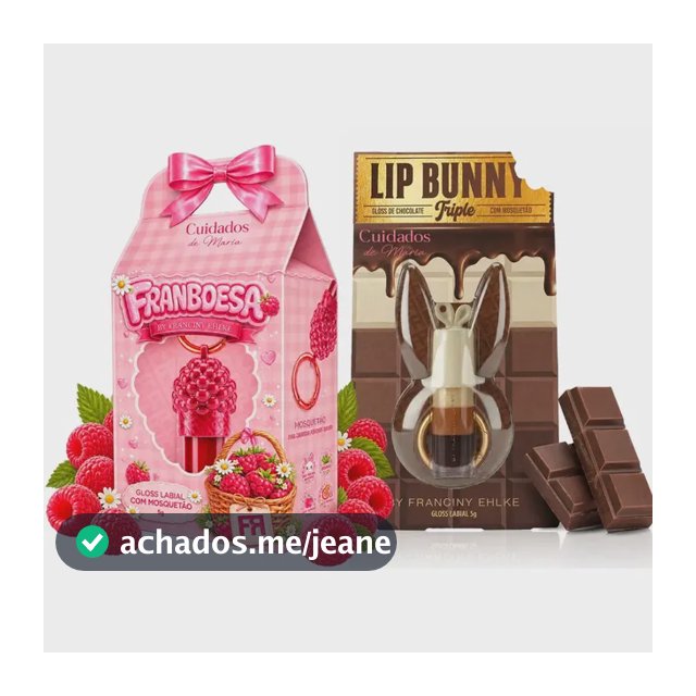 Kit Gloss Hidratante Labial Franboesa + Gloss Labial Lip Bunny Triple Chocolate - Fran By Franciny Ehlke - Cuidados de maria