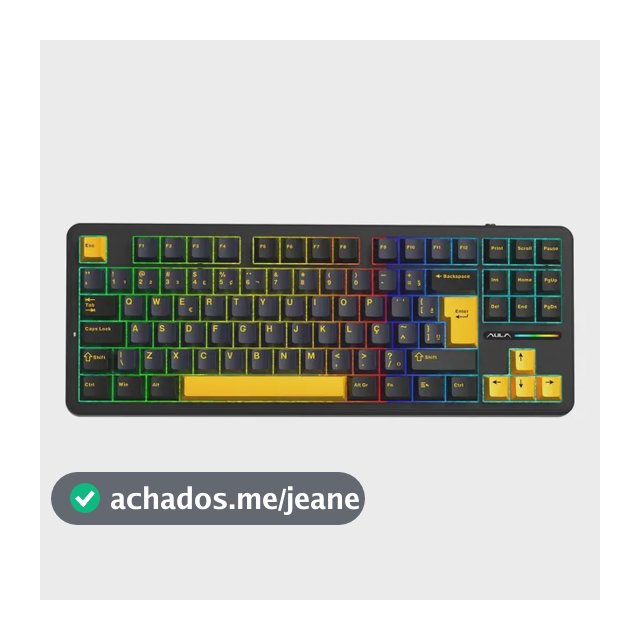 Teclado Mecânico Aula F87 Sem Fio Wireless Bt Hotswap Abnt2 Preto Português Brasil