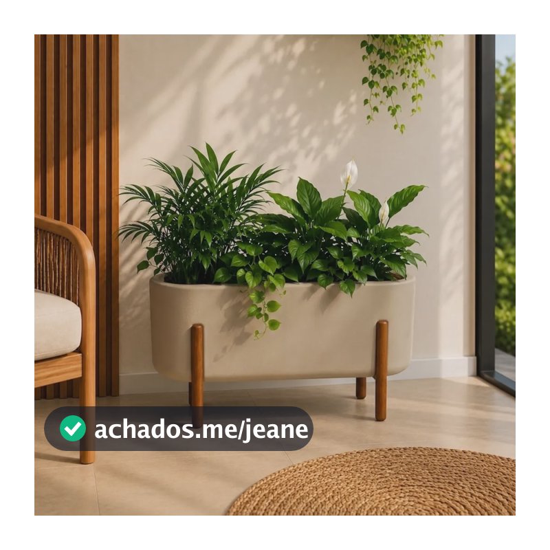 Vaso Para Plantas Jardineira Floreira Com Suporte De Madeira Areia Liso