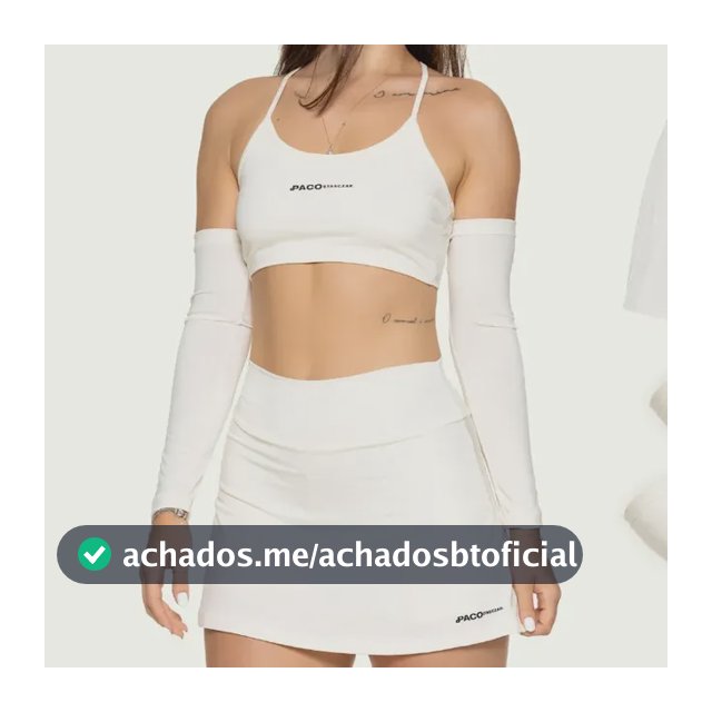 Conjunto Beach Tennis Feminino Short Saia Top Manguito Uv Off White M