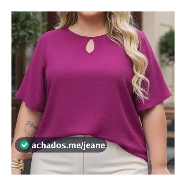 Blusa Feminina Manga Curta Plus Size Lisa Clássica Casual