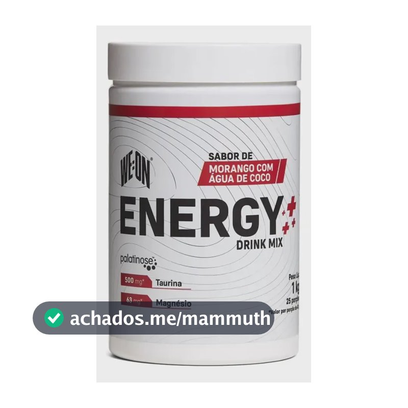 We:On Energy Drink Mix 1kg Morango Água de Coco, Suplemento Esportivo