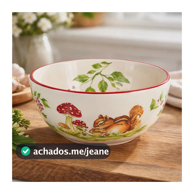 Bowl Decorativo Esquilo Coleção Natal Cerâmica Luiz Salvador