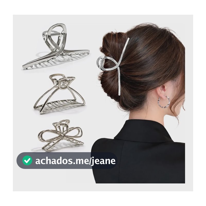 Kit 3 Prendedor Cabelo Dourado Presilha Grande Feminino Presilha Prata