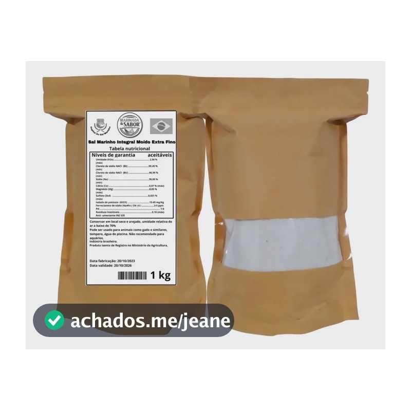 2 Kg Sal Marinho Integral Fino De Mesa Marinada E Sabor