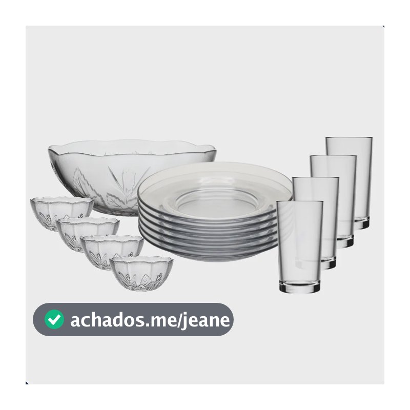 Aparelho De Jantar 13 Peças Vidro Com Copos Tigelas E Pratos Transparente Liso E Rosas