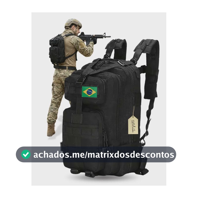 Mochila Militar Bolsa Tática Resistente 30 Litros Super Reforçada Impermeável Bandeira Brasil Brinde Utilizzei