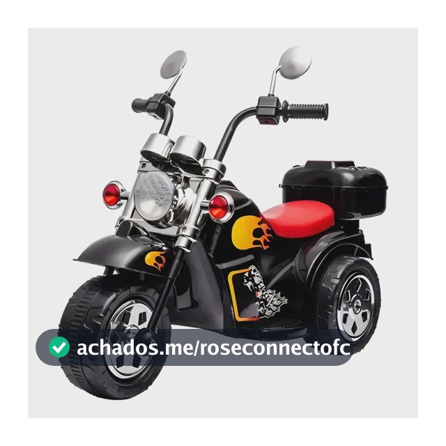 Mini Moto Elétrica Infantil 6V Preto Triciclo 3 Rodas Com Luz e Sons