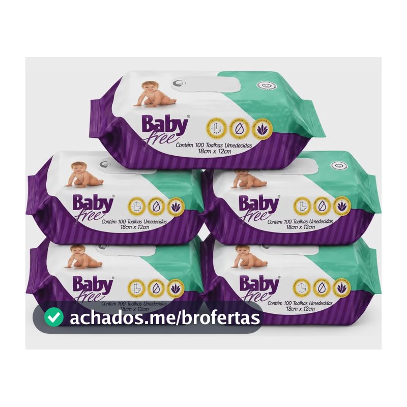 Lenços/toalhas Umedecidos Baby Free  Hipoalergênico Kit 5 Pacotes