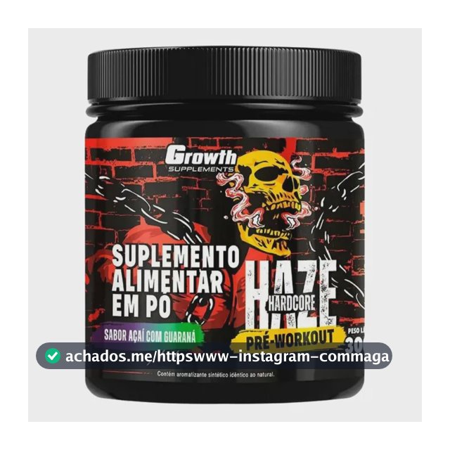 Haze Hardcore - Pré-treino 300g - Growth Supplements Sabor Açaí Com Guaraná