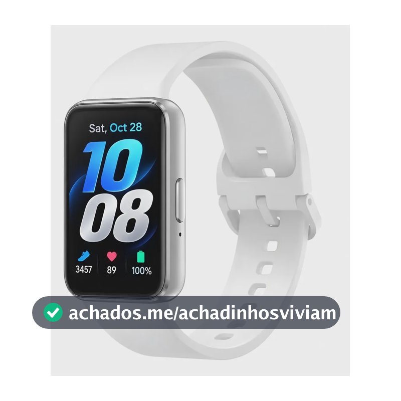 Samsung Galaxy Fit3 Smartwatch Tela Amoled 1.6 Bluetooth Monitor Cardíaco Bateria Longa Duração Resistente À Água Cor Prata Branco Prateado