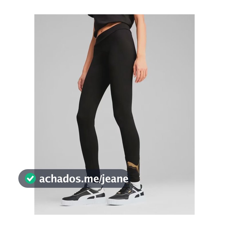 Calça Feminina Puma Casual Essentials Metallic  Mesh Preto Metallic Mesh M